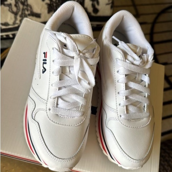 Fila Orbit Stripe Platform Sneakers White/Navy/Red - Picture 3 of 8